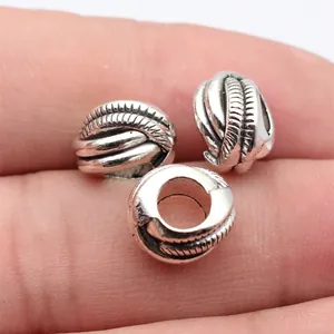 Perles d'Espacement en Argent Antique avec Texture Géométrique pour Dreadlocks Accessoires de Bijouterie DIY