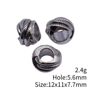 Perles d'espacement dreadlock argent antique texturées 12x11x7,7mm