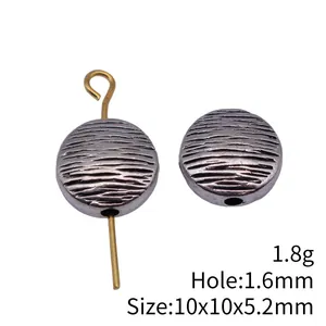 Textured wood grain flat round metal spacer beads for DIY jewelry making 10mm