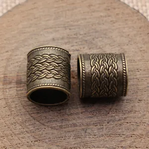 Ancient bronze braided texture tube beads for dreadlocks 13x13mm with 10mm hole accessory