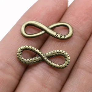 Two pieces of vintage bronze infinity symbol BFF connectors for DIY jewelry making