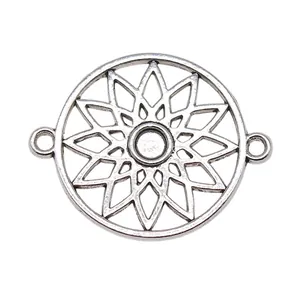 Connecteur de bijoux attrape-rêves en argent antique en alliage de zinc pour DIY