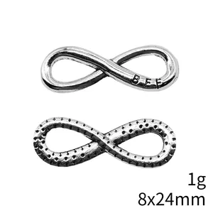 Vintage silver infinity BFF connectors for DIY charm jewelry making 8x24mm size
