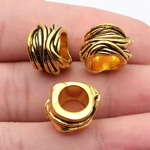 Antique gold beads with vine texture for dreadlocks and DIY jewelry design accessory