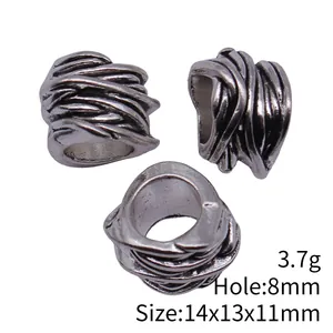 Vintage vine texture large hole dreadlock beads 14x13x11mm with 8mm hole