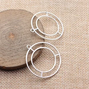 Silberne geometrische Doppelkreis-Anhänger für DIY-Schmuckherstellung Bastelzubehör
