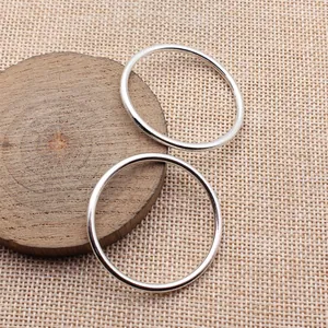 Due connettori ad anello tondo da 40mm in lega di zinco argento per ciondoli fai-da-te