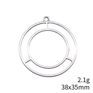 Geometrischer silberner Doppelring Anhänger für DIY Schmuckherstellung 38x35mm 2.1g