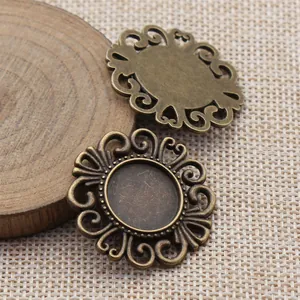 Antik-Bronze 16mm runder filigraner Schmuck-Sockel für DIY-Anhänger und Bastelarbeiten
