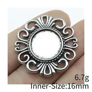 Vintage Silber 16mm runde Cabochon-Fassung für DIY-Schmuckherstellung Anhänger 6,7g