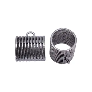 Boucle de foulard cylindrique côtelée en argent antique, accessoire rétro, 28 mm
