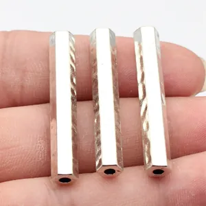 Vintage Alloy Hammered Tube Beads Hexagonal Column Spacer Beads For Dreadlocks DIY Jewelry Making Accessories Retro Metal Tube Charms