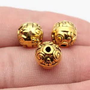 Vintage Swirl Texture Zinc Alloy Round Spacer Beads Retro Metal Small Hole Beads For DIY Jewelry Making Bracelet Necklace