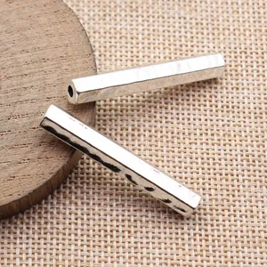 Silver hammered rectangular tube beads for dreadlocks jewelry making DIY project