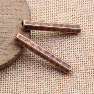 Antique copper hammered hexagonal tube beads for DIY jewelry making and dreadlocks