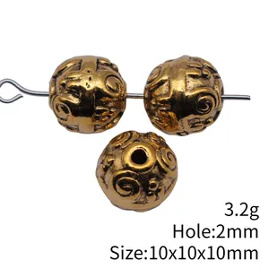 10mm golden spiral texture spacer beads for DIY jewelry making with 2mm hole, 3.2g