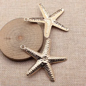 Große 66x60mm strukturierte Seestern-Metallanhänger für DIY-Schmuck, Goldfinish