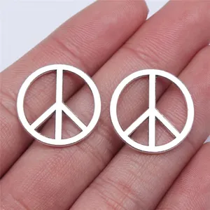 Antiek Zilver Vredesteken Hanger Zinklegering Ronde Holle Bedels Voor DIY Sieraden Maken Vintage Stijl Accessoire