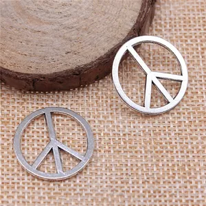 22x22mm antiek zilveren vredessymbool hangers voor DIY sieraden maken en creatieve projecten