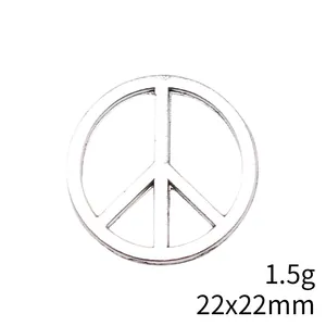 Zilverkleurige peace-teken hanger 22x22mm voor het maken van DIY-sieraden