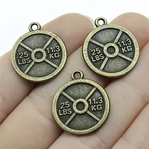 Antieke bronzen gewichtsschijf bedeltjes 23x20mm voor doe-het-zelf fitness sieraden