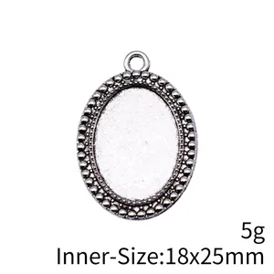 Αντικέ ασημί οβάλ βάση μενταγιόν 18x25mm 5g για κατασκευή χειροποίητων κοσμημάτων