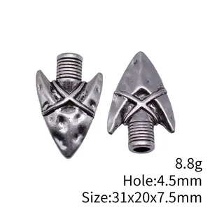 Antique silver arrowhead pendant for DIY jewelry making, size 31x20x7.5mm and 8.8g weight