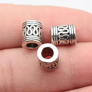 Vintage Zinc Alloy S-Shaped Texture Tube Beads Large Hole Spacer Beads For Dreadlocks Hair Decoration DIY Jewelry Making Finding