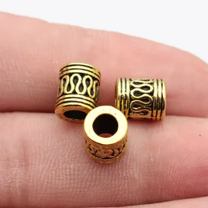Antique gold S-shaped pattern tube beads for dreadlocks and DIY jewelry making