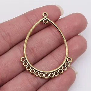 Vintage druppelvormige metalen oorbelaansluiting hanger voor DIY sieraden 47x35mm