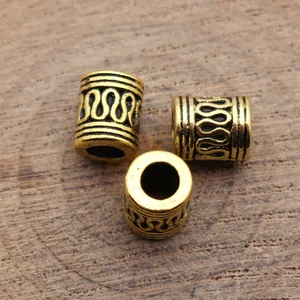 Retro S-pattern antique gold tube beads for dreadlocks and jewelry DIY crafting