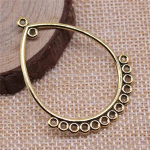 Vintage druppelvormige oorbel connector hanger voor DIY sieraden maken 47x35mm