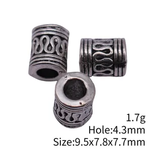 Vintage silver S-shaped textured tube beads for dreadlocks and jewelry making DIY