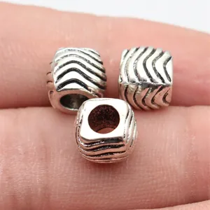 Antik Zinklegierung Wellentextur Große Loch Perlen Für Dreadlock Flechten Schmuck Herstellung DIY Basteln Zubehör