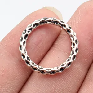 Zinc Alloy Hammered Round Ring Connectors Antique Silver Gold Bronze Copper Vintage DIY Jewelry Findings Handicraft Accessories