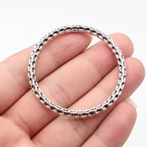 Hammered texture zinc alloy circular ring connector for DIY jewelry making items