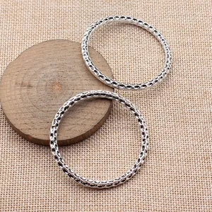 Silver hammered circular ring connectors for DIY zinc alloy jewelry making crafts