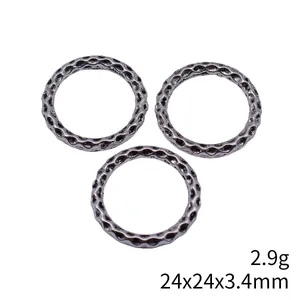 Hammered textured round ring connectors for DIY jewelry making size 24x24x3.4mm