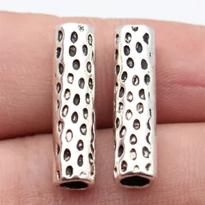 Vintage Zinc Alloy Irregular Texture Tube Beads Spacer Beads For Dreadlocks Hair Jewelry Making DIY Antique Gold Silver