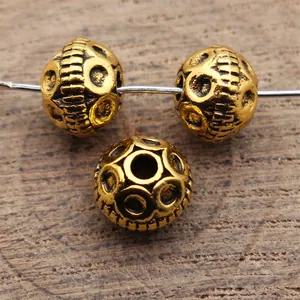 Vintage Zinc Alloy Small Spacer Beads Embossed Ring Textured Metal Round Loose Hole Beads For DIY Jewelry Craft Making