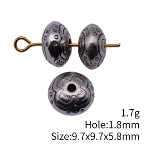 Antiek zilveren bloemen textuur afstandskraal voor sieraden maken 9,7x9,7x5,8mm maat