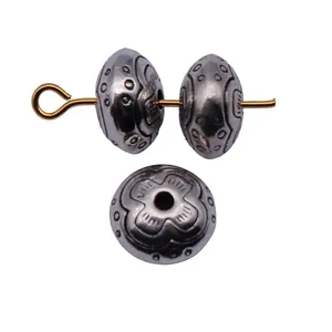 Antiek zilveren bloem textuur spacer kralen voor DIY sieraden maken 9.7mm