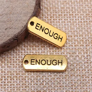 Retro Rectangular ENOUGH Letter Pendant Charm For DIY Necklace Bracelet Jewelry Making Antique Zinc Alloy Pendants