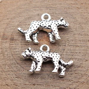 Detailed 3D leopard alloy charms for jewelry making with antique silver finish