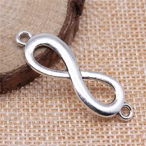 Antique silver infinity symbol connector pendant for DIY jewelry making 40x12mm size