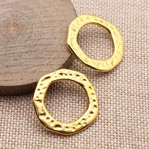 Irregular Hammered Metal Ring Pendant Connectors Zinc Alloy DIY Jewelry Finding Accessories Vintage Gold Silver Bronze Findings