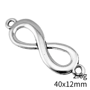 Antique silver infinity symbol connector pendant for jewelry making, 40x12mm, 2.6g
