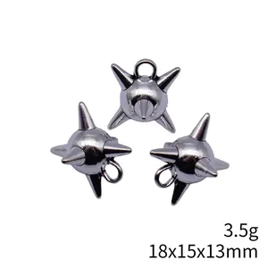 Ciondolo a stella del mattino in lega di zinco argento 18x15x13mm 3,5g gioielli DIY