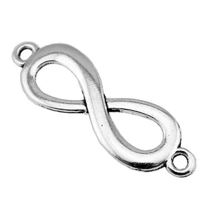 Antique silver infinity symbol charm connector for jewelry making, 40x12mm size