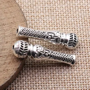 Handgefertigte Imam-Gebetsperlen in Antik-Silber für Tasbih-Schmuckherstellung, 34 mm Länge